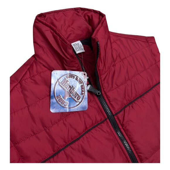 MARLBORO NWT Cigarettes Vintage Red Winter Puffer Parka Vest Mens Small - Picture 4 of 6